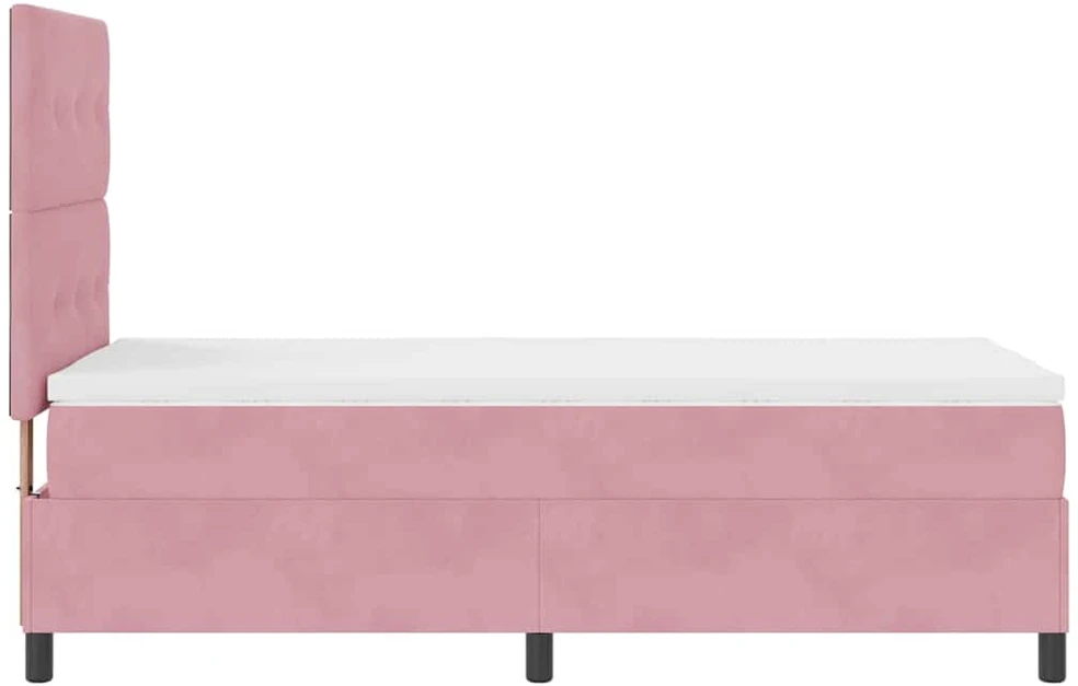 LED Čiužinio Lova su galvūgalio Rožinė 90 x 200 cm Aksomas