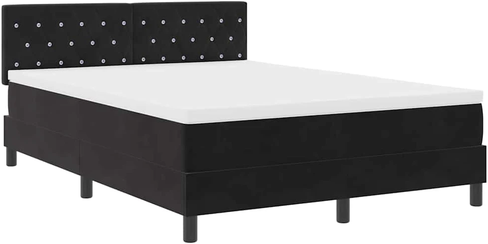 LED Čiužinio Lova su čiužiniu su LED Juoda 160 x 200 cm Aksomas