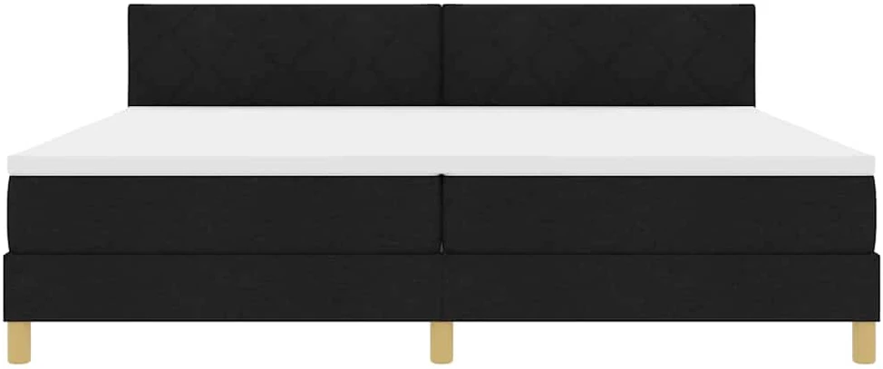 LED Čiužinio Lova su galvūgalio Juodas 200 x 200 cm audinys