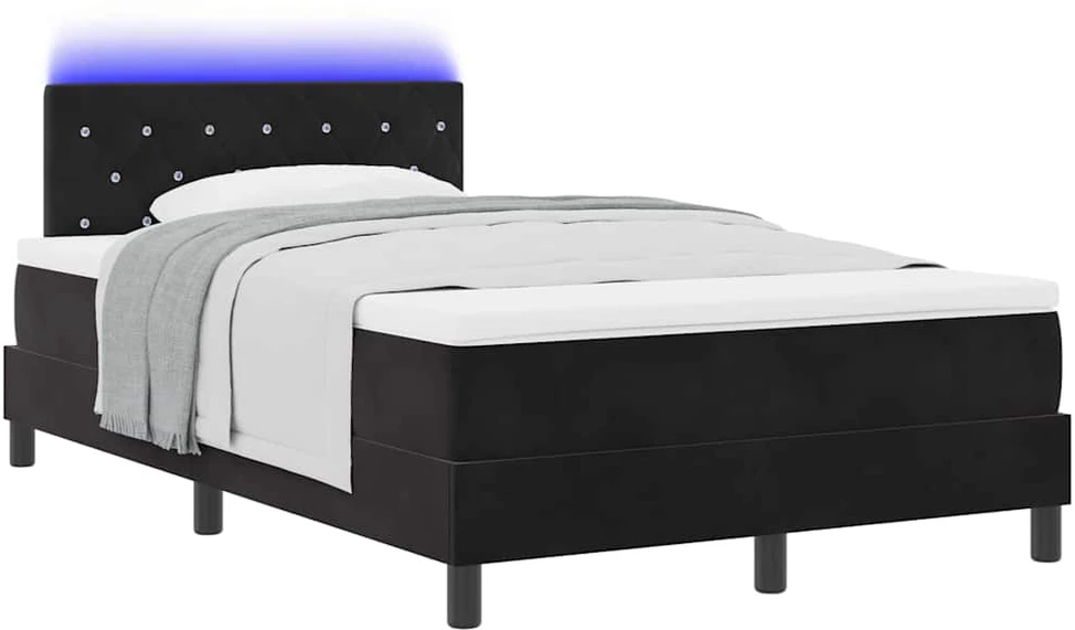 LED Čiužinio Lova su galvūgalio Juoda 120 x 200 cm Aksomas