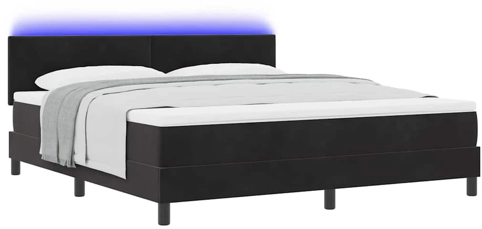 LED Čiužinio Lova su galvūgalio Juoda 180 x 200 cm Aksomas