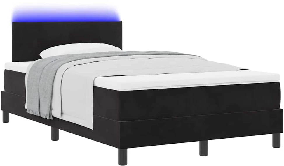 LED Čiužinio Lova su galvūgalio Juoda 120 x 190 cm Aksomas