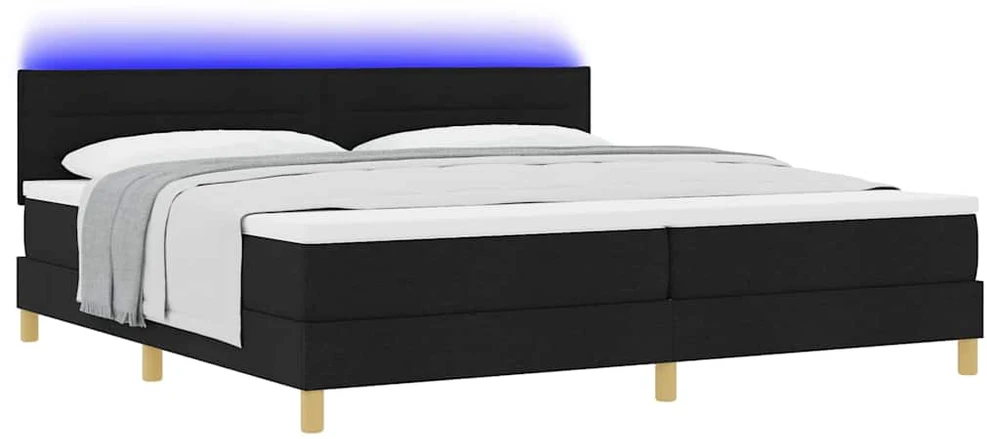 LED Čiužinio Lova su galvūgalio Juodas 200 x 200 cm audinys