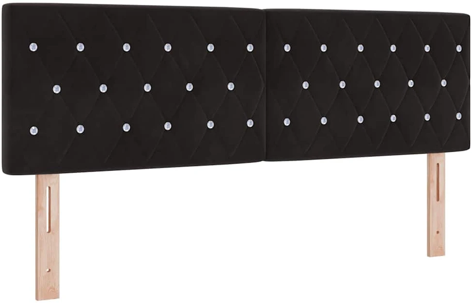 LED Čiužinio Lova su čiužiniu su LED Juoda 140 x 190 cm Aksomas