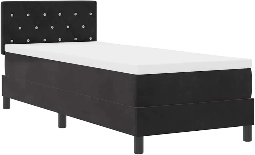 LED Čiužinio Lova su galvūgalio Juoda 80 x 200 cm Aksomas