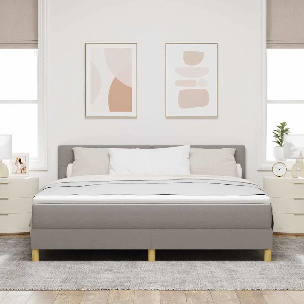 LED Čiužinio Lova su galvūgalio Taupe 180 x 200 cm audinys