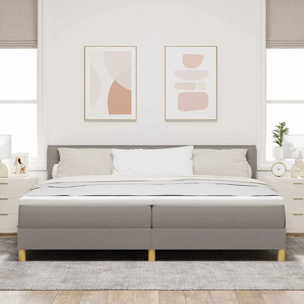 LED Čiužinio Lova su galvūgalio Taupe 200 x 200 cm audinys