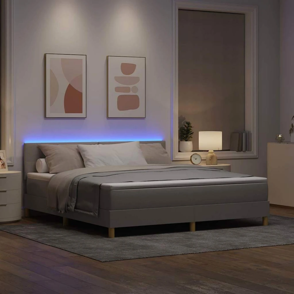LED Čiužinio Lova su galvūgalio Taupe 180 x 200 cm audinys