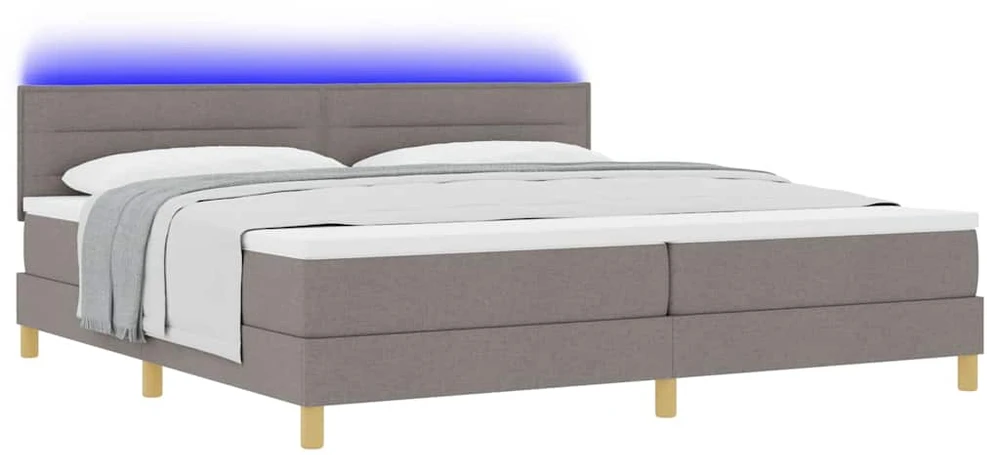 LED Čiužinio Lova su galvūgalio Taupe 200 x 200 cm audinys