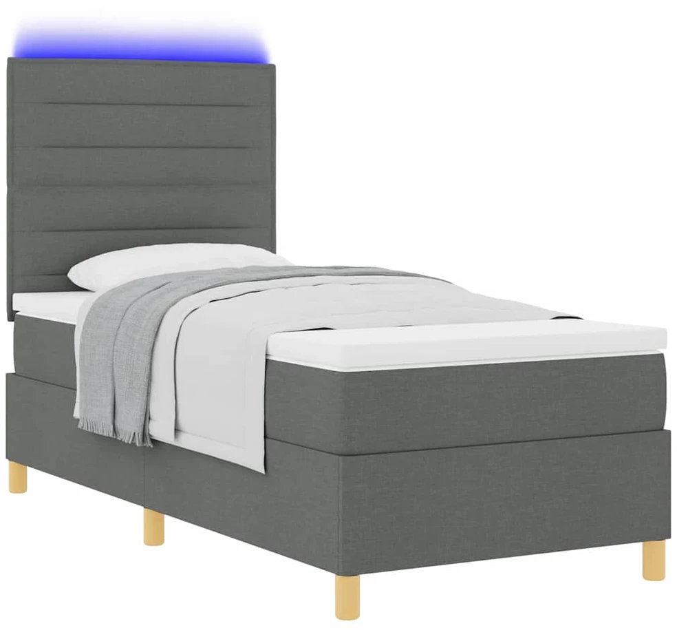 LED Čiužinio Lova Tamsiai pilka 80 x 200 cm audinys