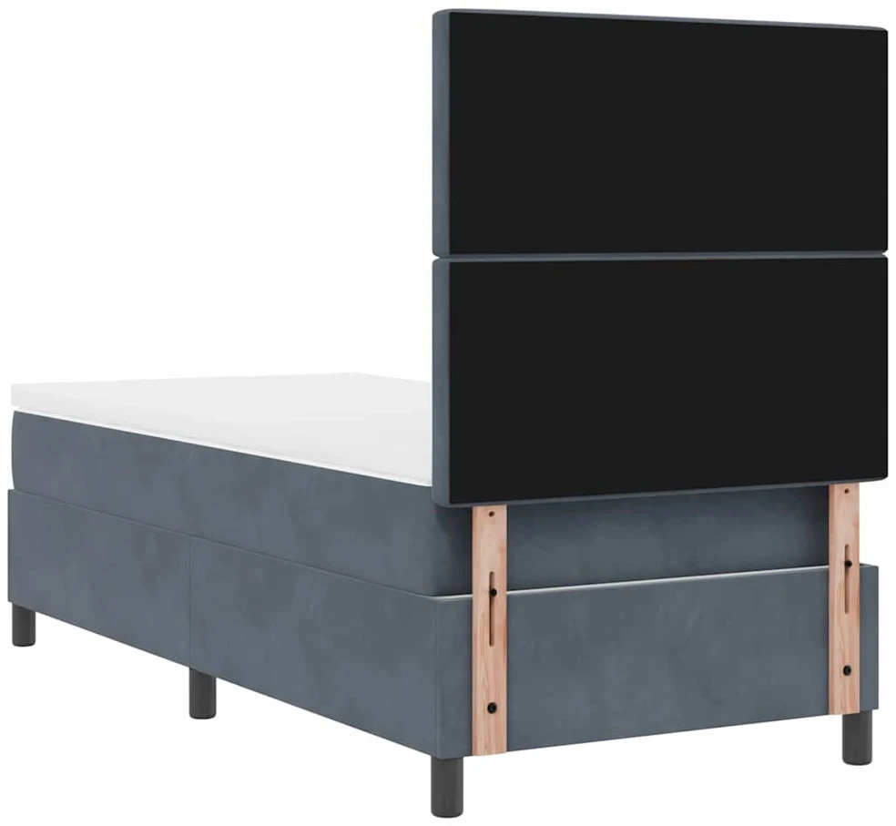 LED Čiužinio Lova su čiužiniu Tamsiai pilka 90 x 190 cm Aksomas