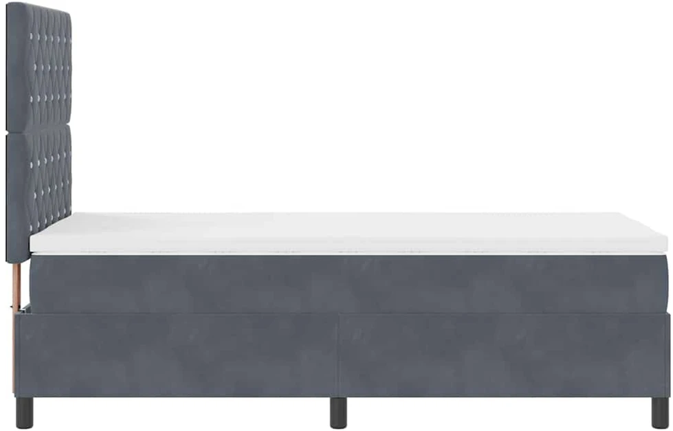 LED Čiužinio Lova su čiužiniu Tamsiai pilka 90 x 190 cm Aksomas