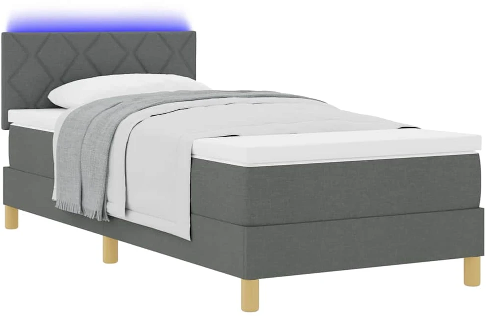 LED Čiužinio Lova Tamsiai pilka 90 x 190 cm audinys