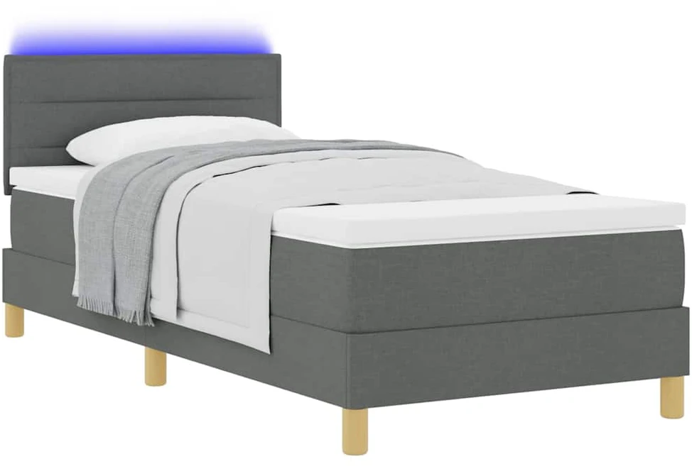 LED Čiužinio Lova Tamsiai pilka 90 x 190 cm audinys