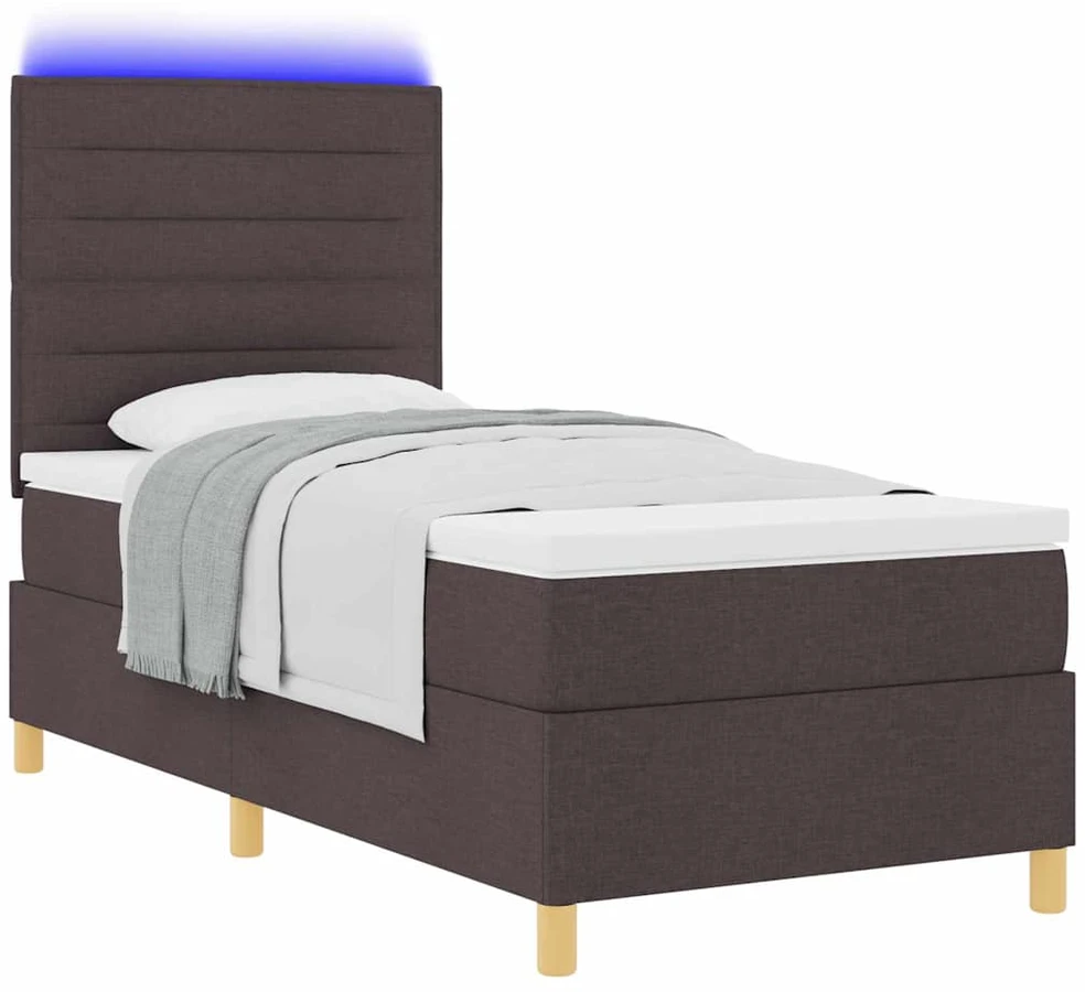 LED Čiužinio Lova Tamsiai rudas 90 x 200 cm audinys