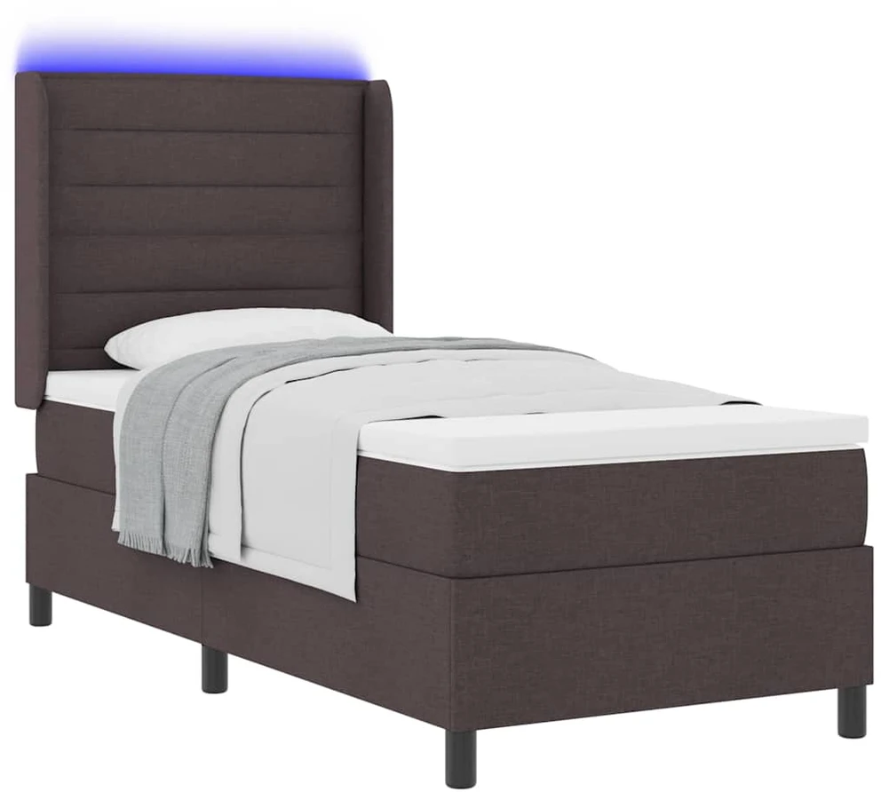 LED Čiužinio Lova su čiužiniu Tamsiai rudas 90 x 200 cm audinys