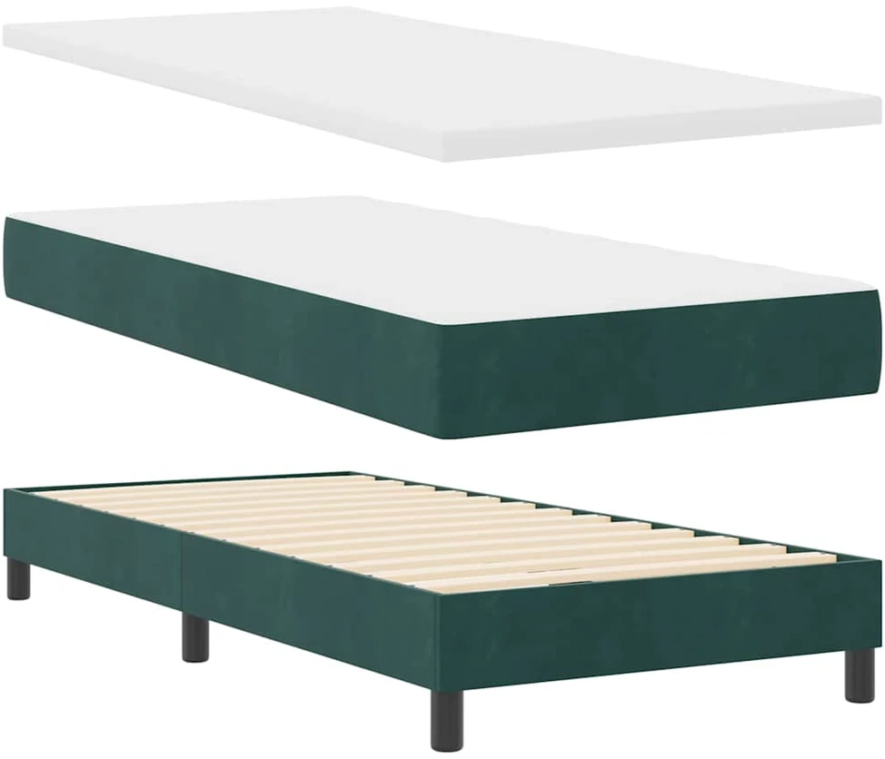 LED Čiužinio Lova Tamsiai žalia 90 x 200 cm Aksomas