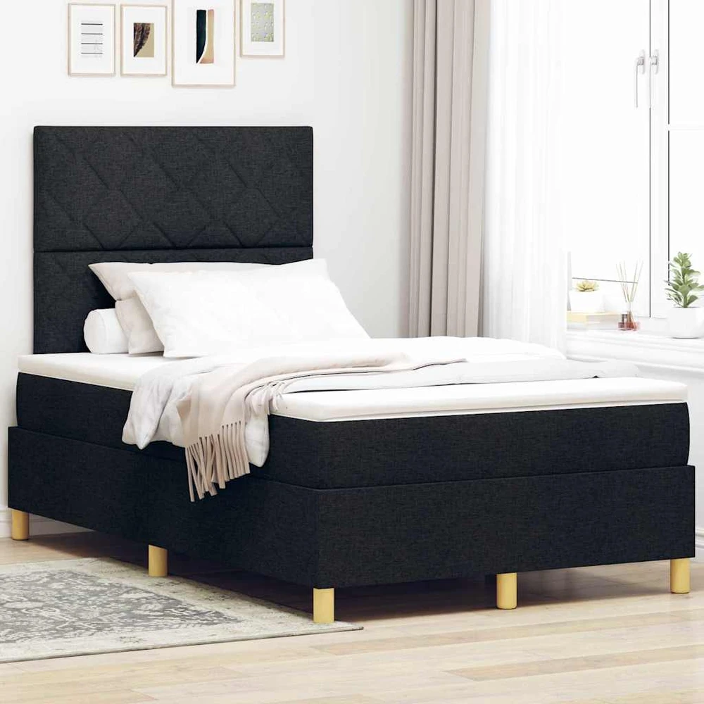 LED Čiužinio Lova su galvūgalio Juoda 120 x 190 cm audinys