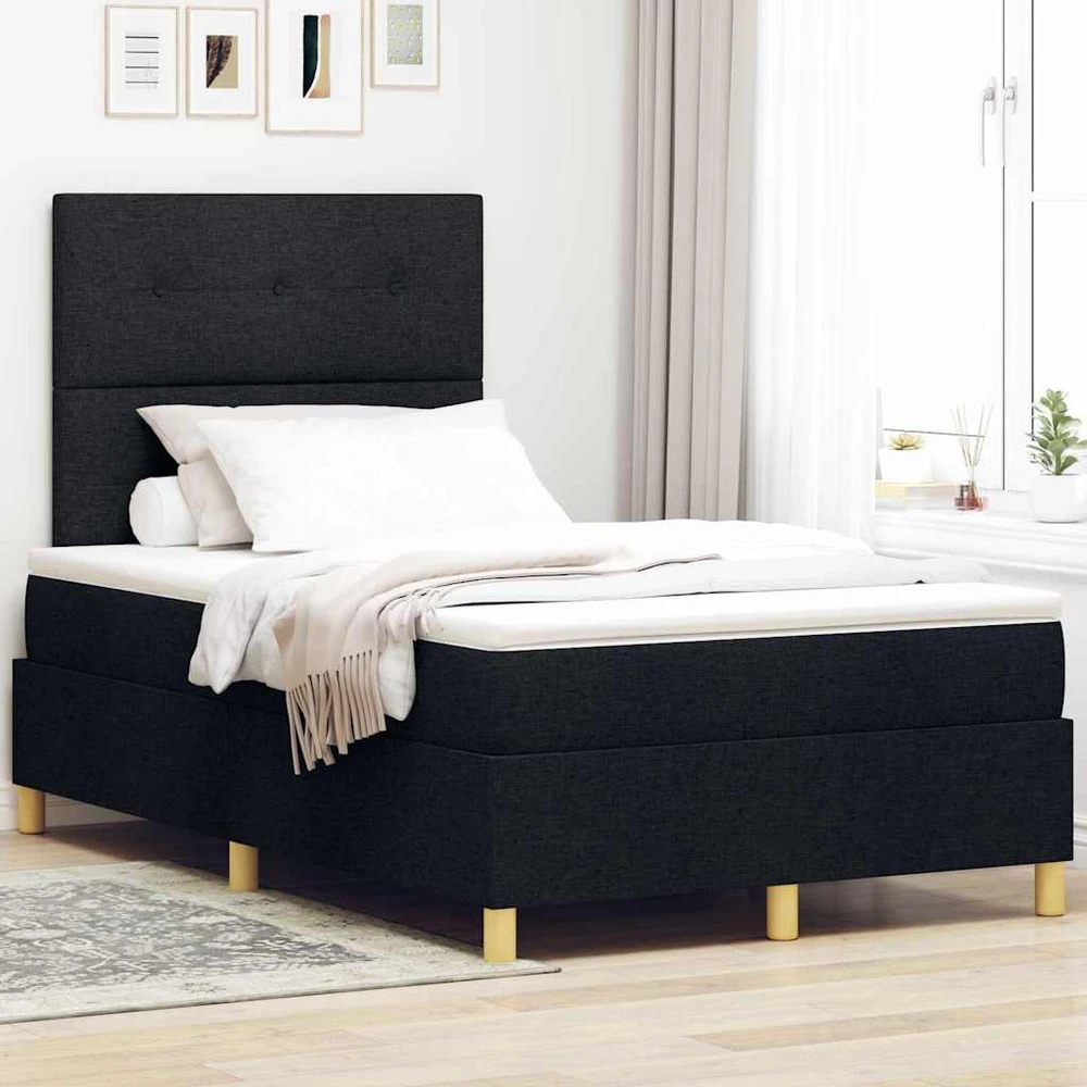 LED Čiužinio Lova su galvūgalio Juoda 120 x 190 cm audinys