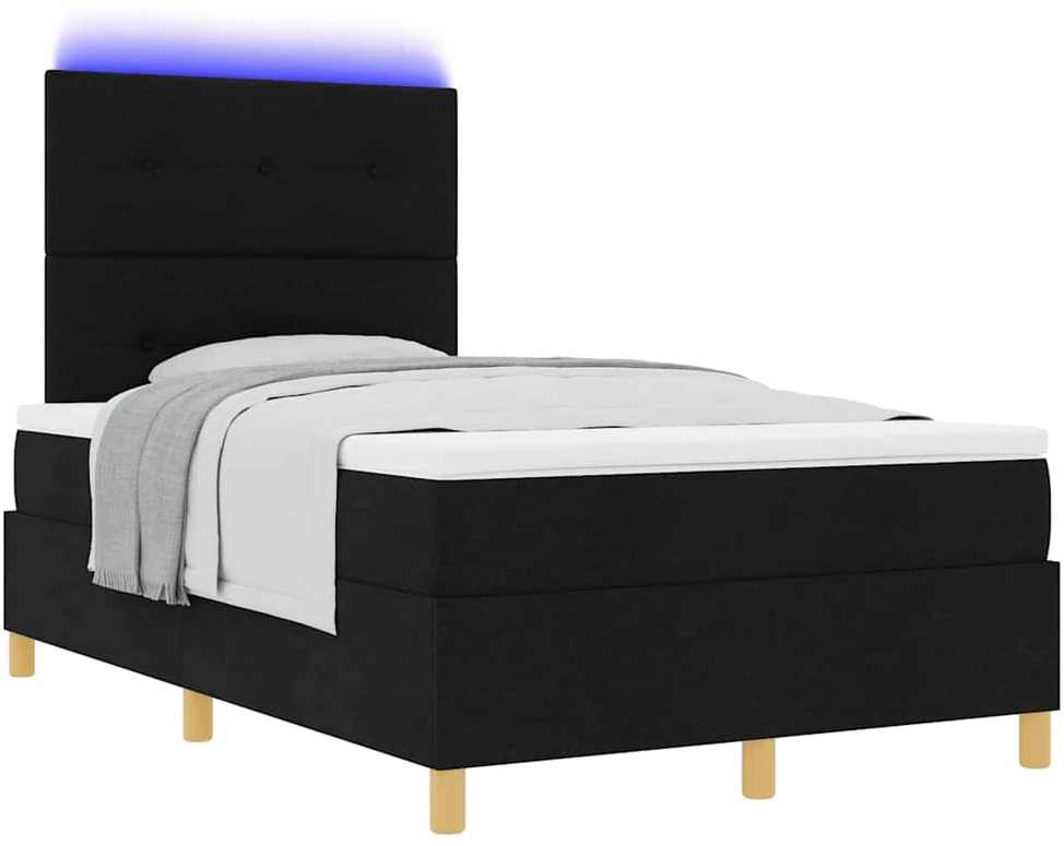 LED Čiužinio Lova su galvūgalio Juoda 120 x 200 cm audinys
