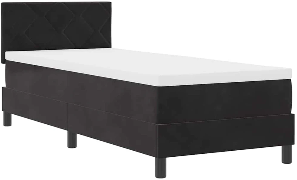LED Čiužinio Lova su galvūgalio Juoda 80 x 200 cm Aksomas