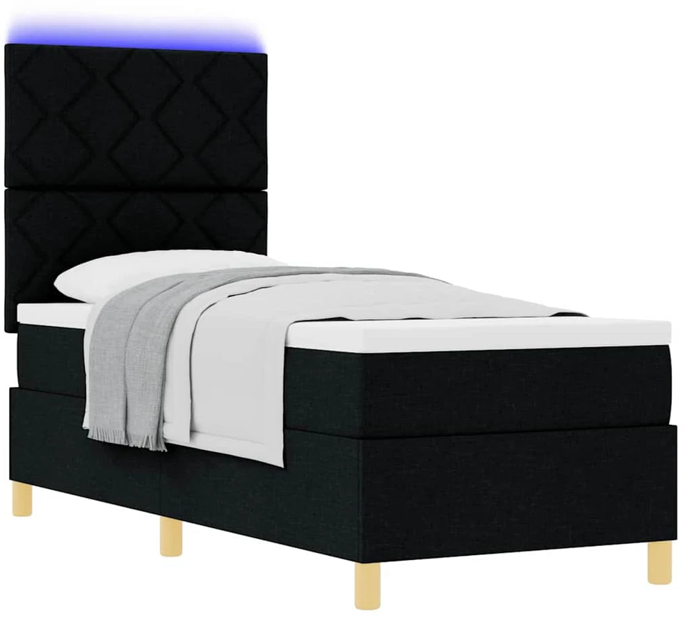 LED Čiužinio Lova su galvūgalio Juoda 80 x 200 cm audinys