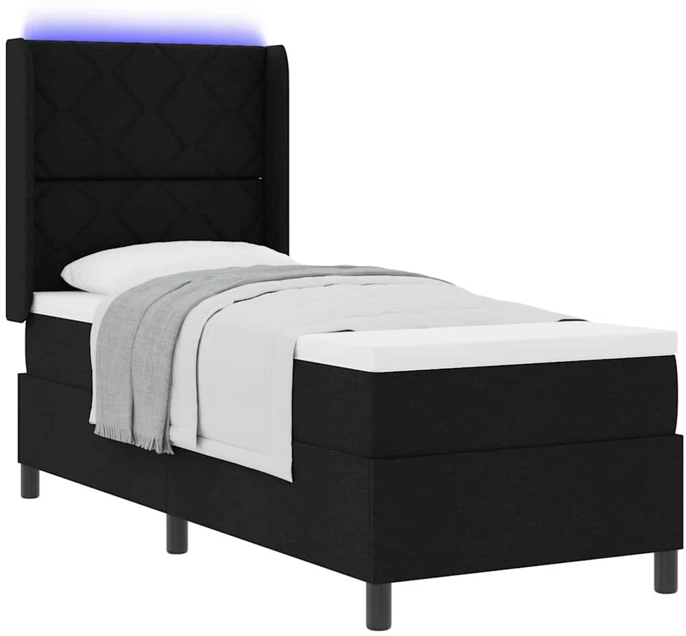 LED Čiužinio Lova su galvūgalio Juoda 80 x 200 cm audinys