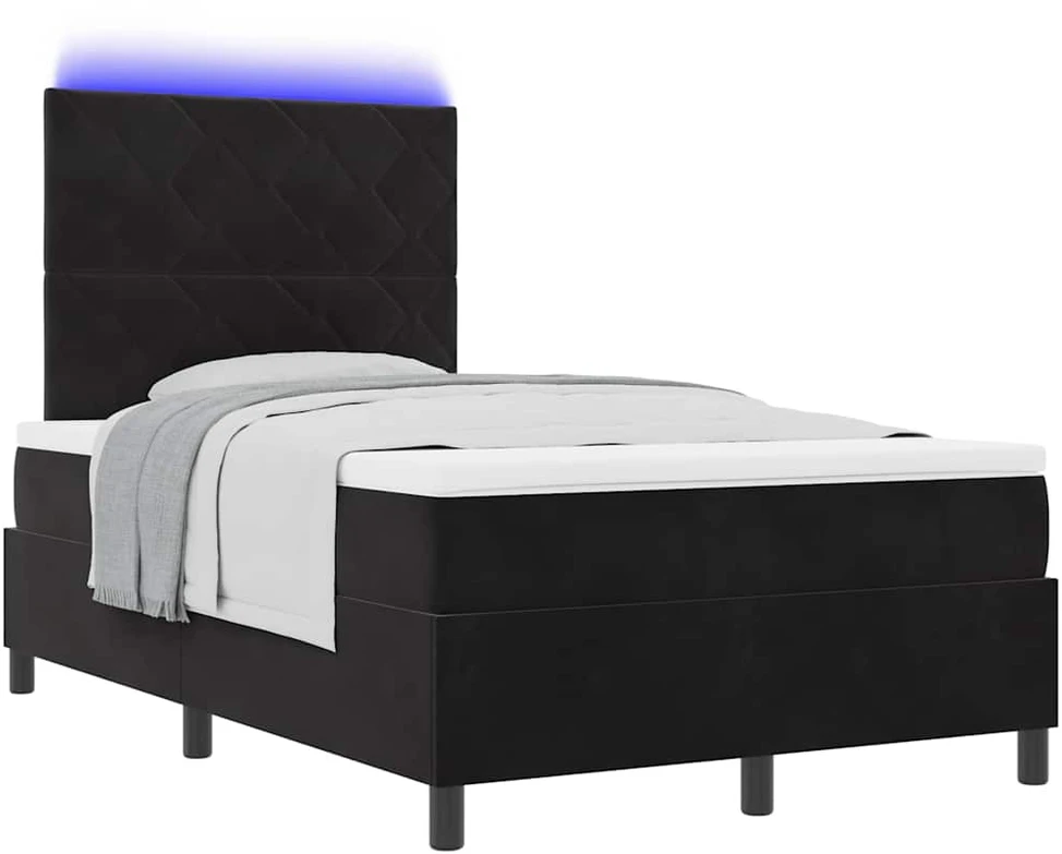 LED Čiužinio Lova su galvūgalio Juodas 120 x 190 cm Aksomas