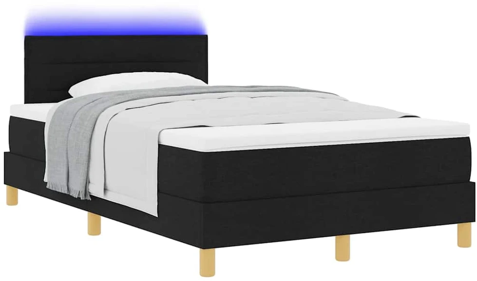 LED Čiužinio Lova su galvūgalio Juodas 120 x 190 cm audinys