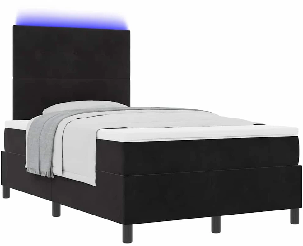 LED Čiužinio Lova su galvūgalio Juodas 120 x 190 cm Aksomas