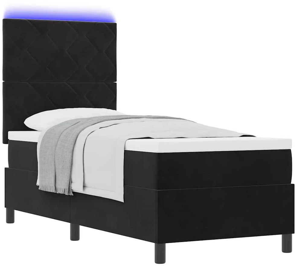 LED Čiužinio Lova su galvūgalio Juodas 80 x 200 cm Aksomas