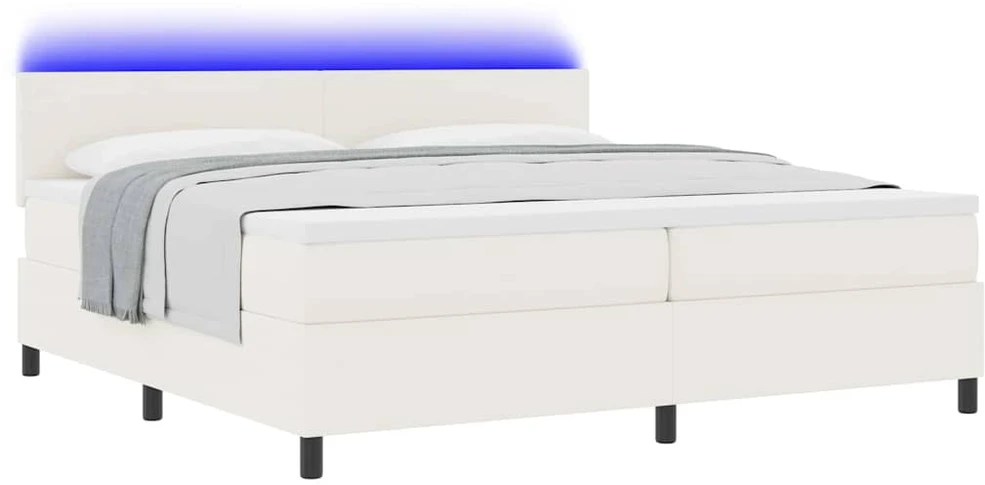 LED Čiužinio Lova su galvūgalio Kremas ir balta 200 x 200 cm