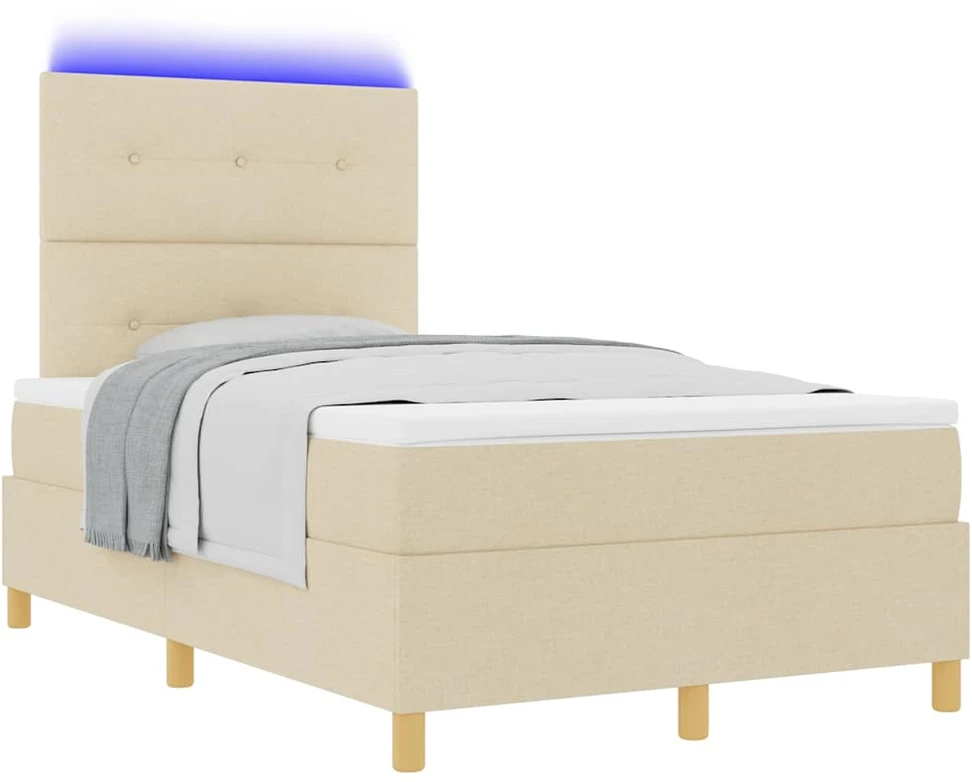 LED Čiužinio Lova su galvūgalio Kreminė 120 x 200 cm audinys
