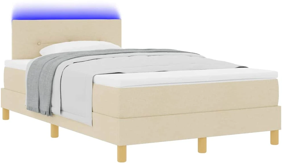 LED Čiužinio Lova su galvūgalio Kreminė 120 x 190 cm audinys