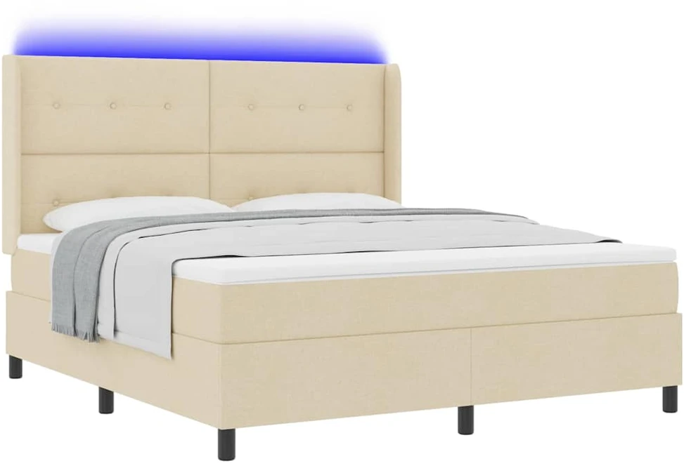 LED Čiužinio Lova su galvūgalio Kreminė 180 x 200 cm audinys