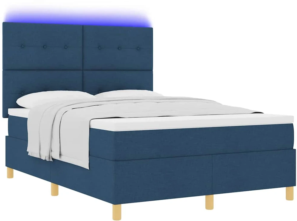 LED Čiužinio Lova su galvūgalio Mėlyna 140 x 200 cm audinys