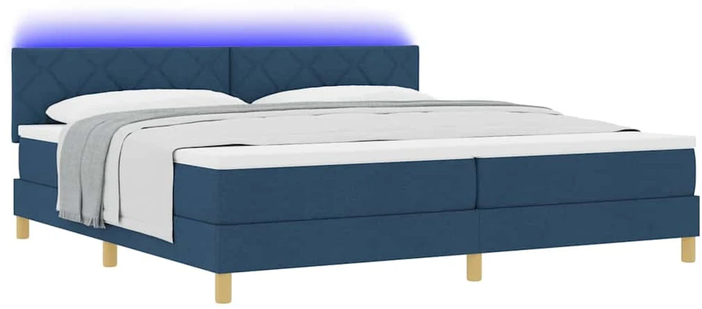 LED Čiužinio Lova su galvūgalio Mėlyna 200 x 200 cm audinys