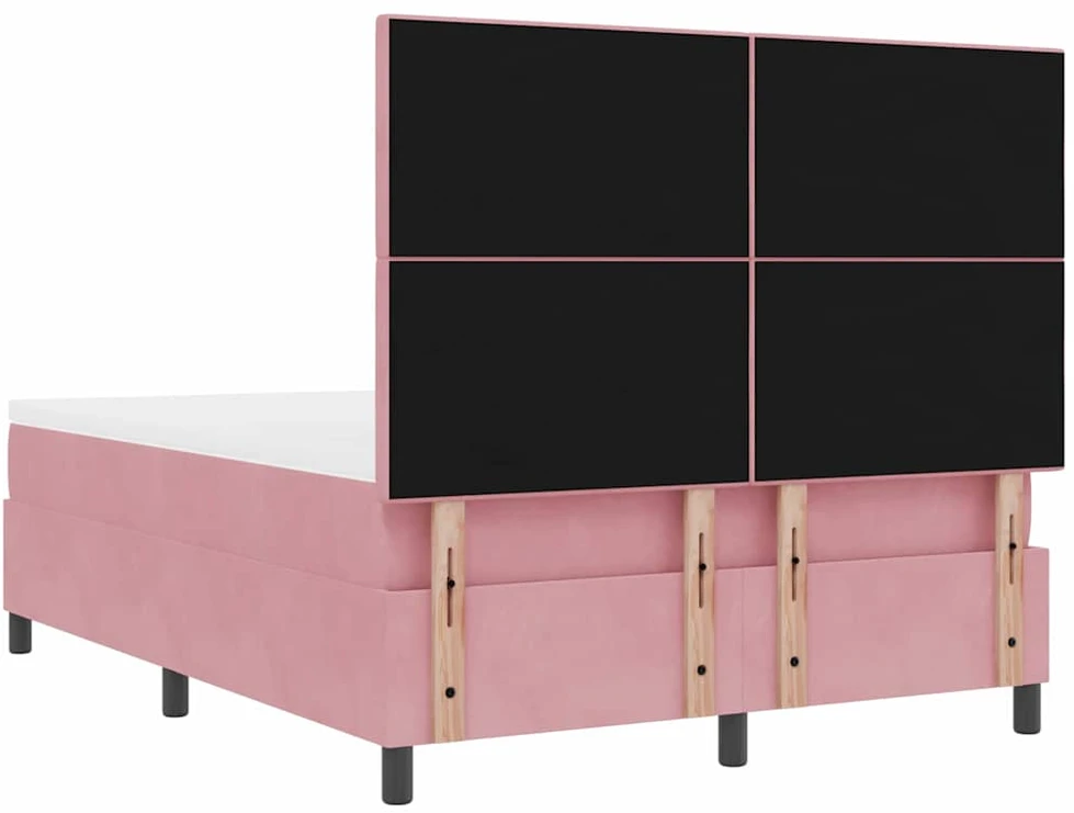 LED Čiužinio Lova su galvūgalio Rožinė 140 x 200 cm Aksomas