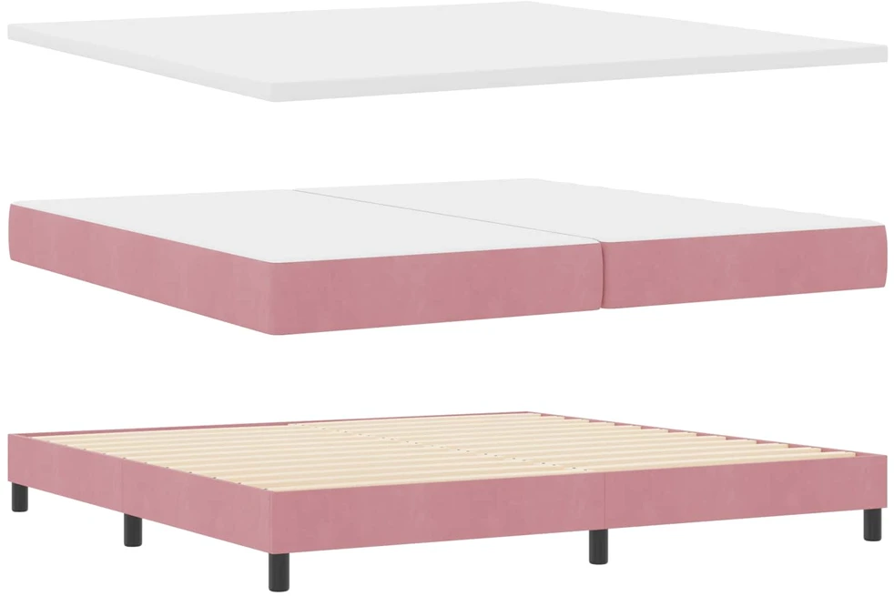 LED Čiužinio Lova su galvūgalio Rožinė 200 x 200 cm Aksomas