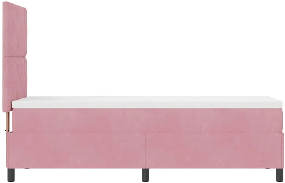 LED Čiužinio Lova su galvūgalio Rožinė 80 x 200 cm Aksomas