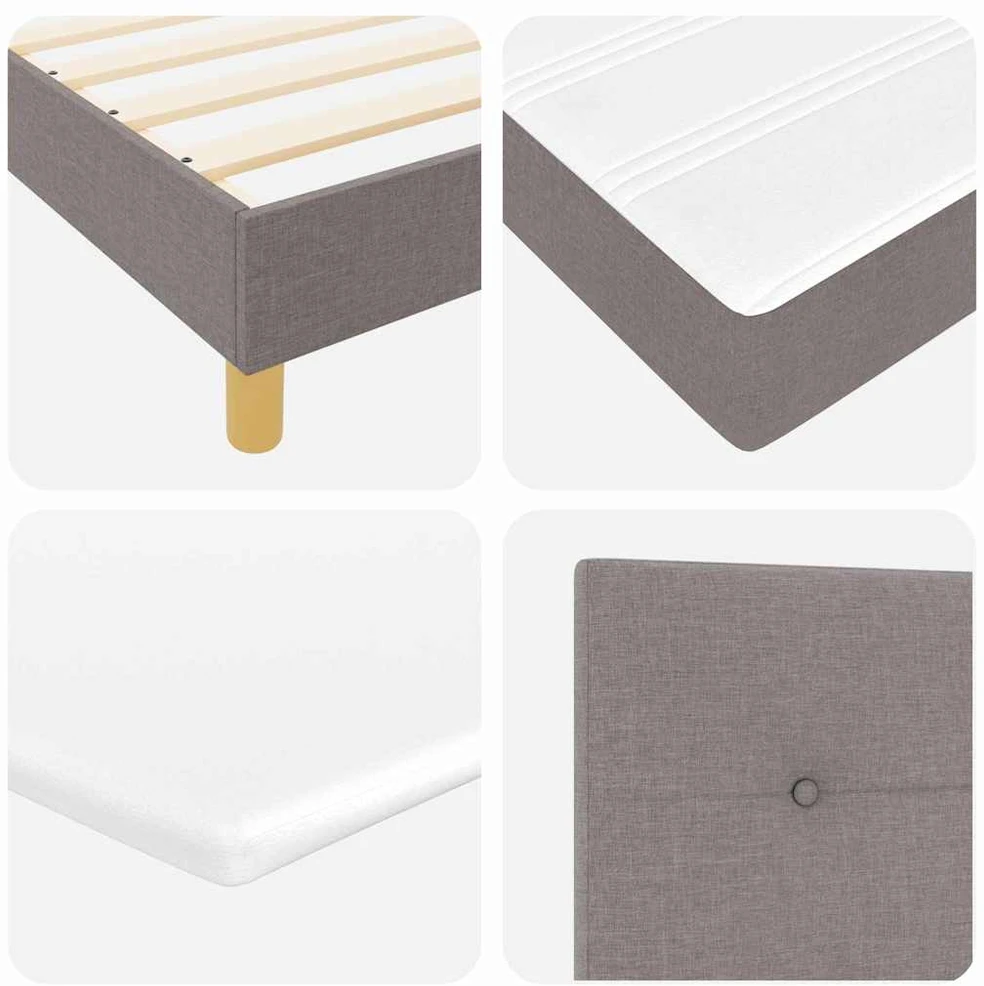 LED Čiužinio Lova su galvūgalio Taupe 120 x 190 cm audinys