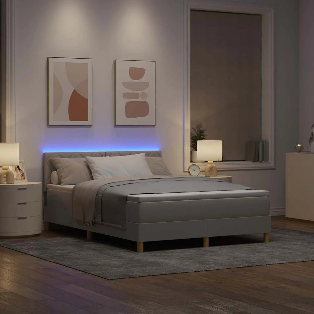 LED Čiužinio Lova su galvūgalio Taupe 140 x 200 cm audinys