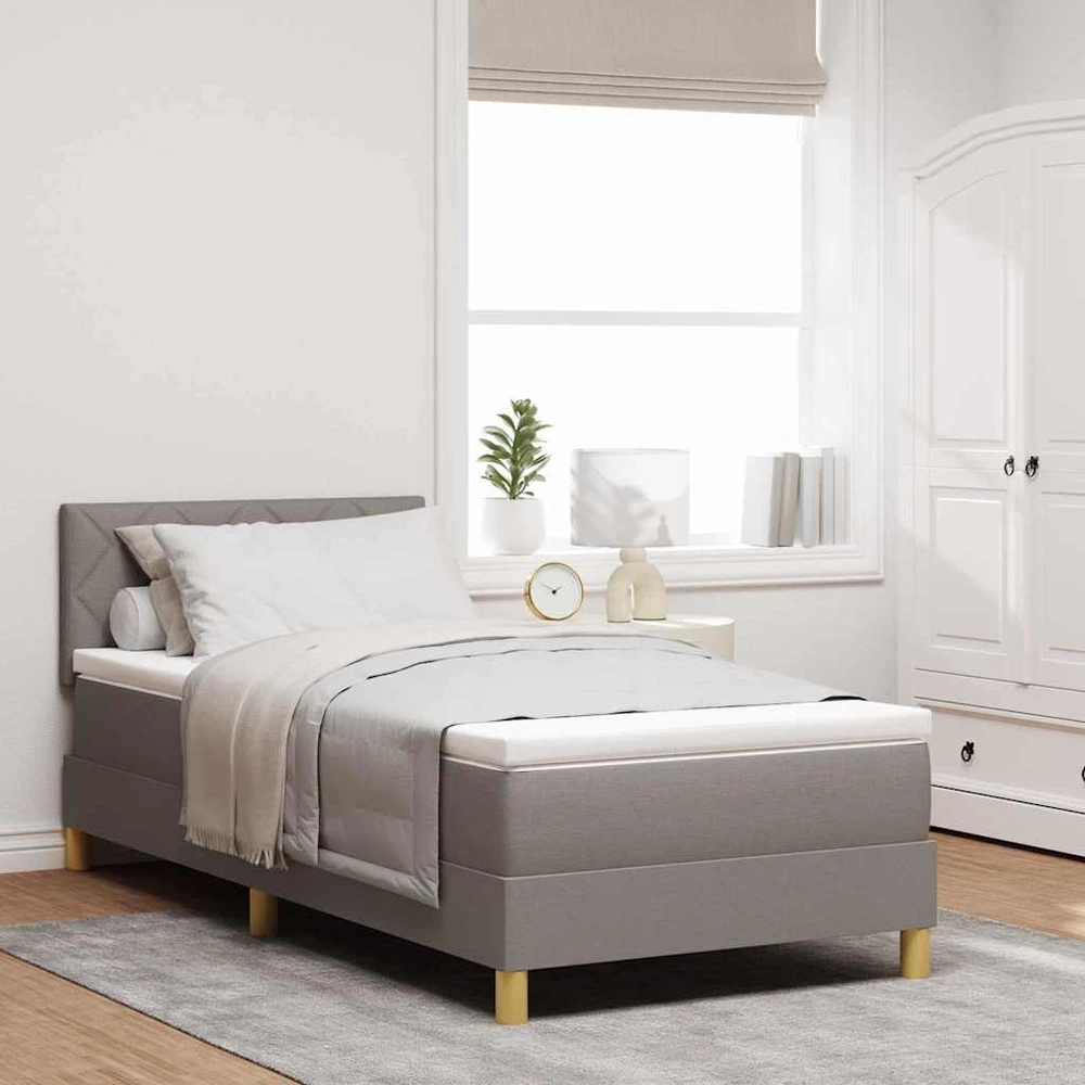 LED Čiužinio Lova su galvūgalio Taupe 90 x 190 cm audinys