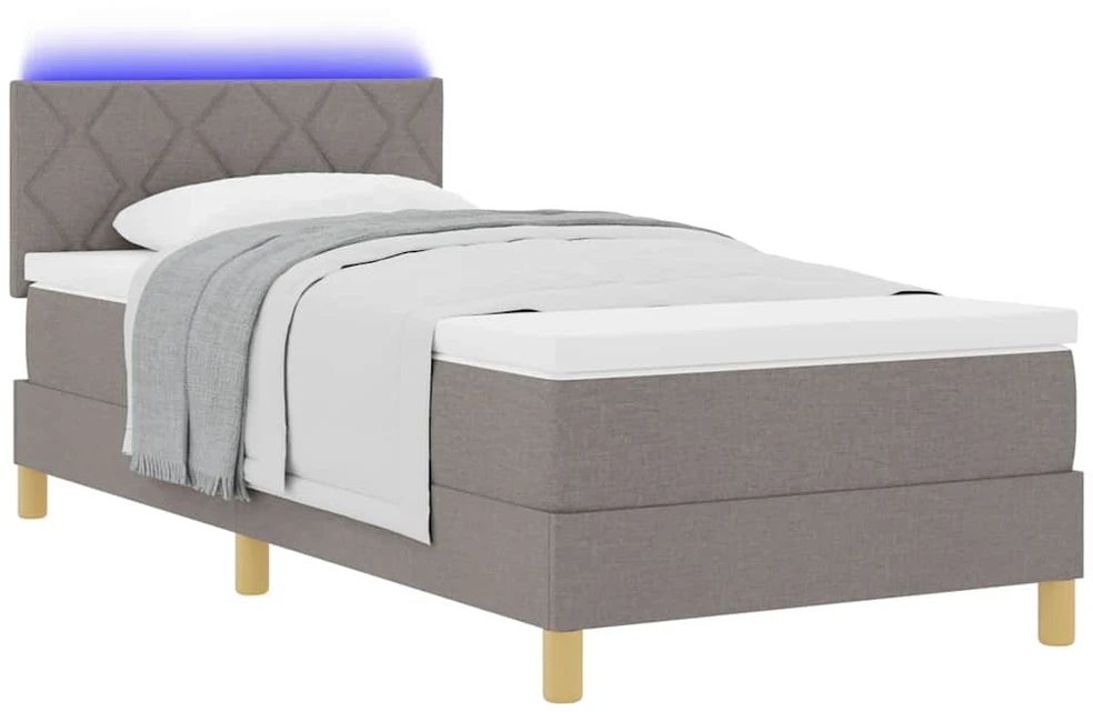 LED Čiužinio Lova su galvūgalio Taupe 90 x 190 cm audinys