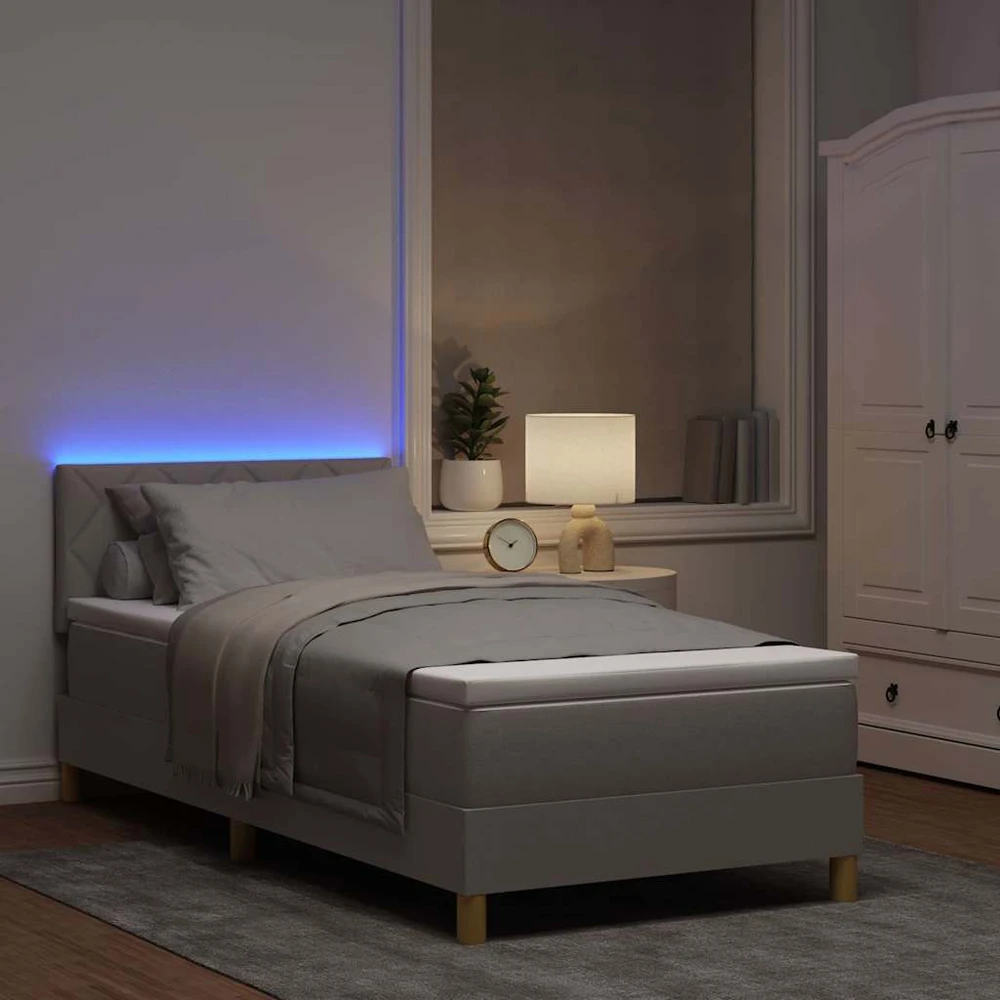 LED Čiužinio Lova su galvūgalio Taupe 90 x 200 cm audinys