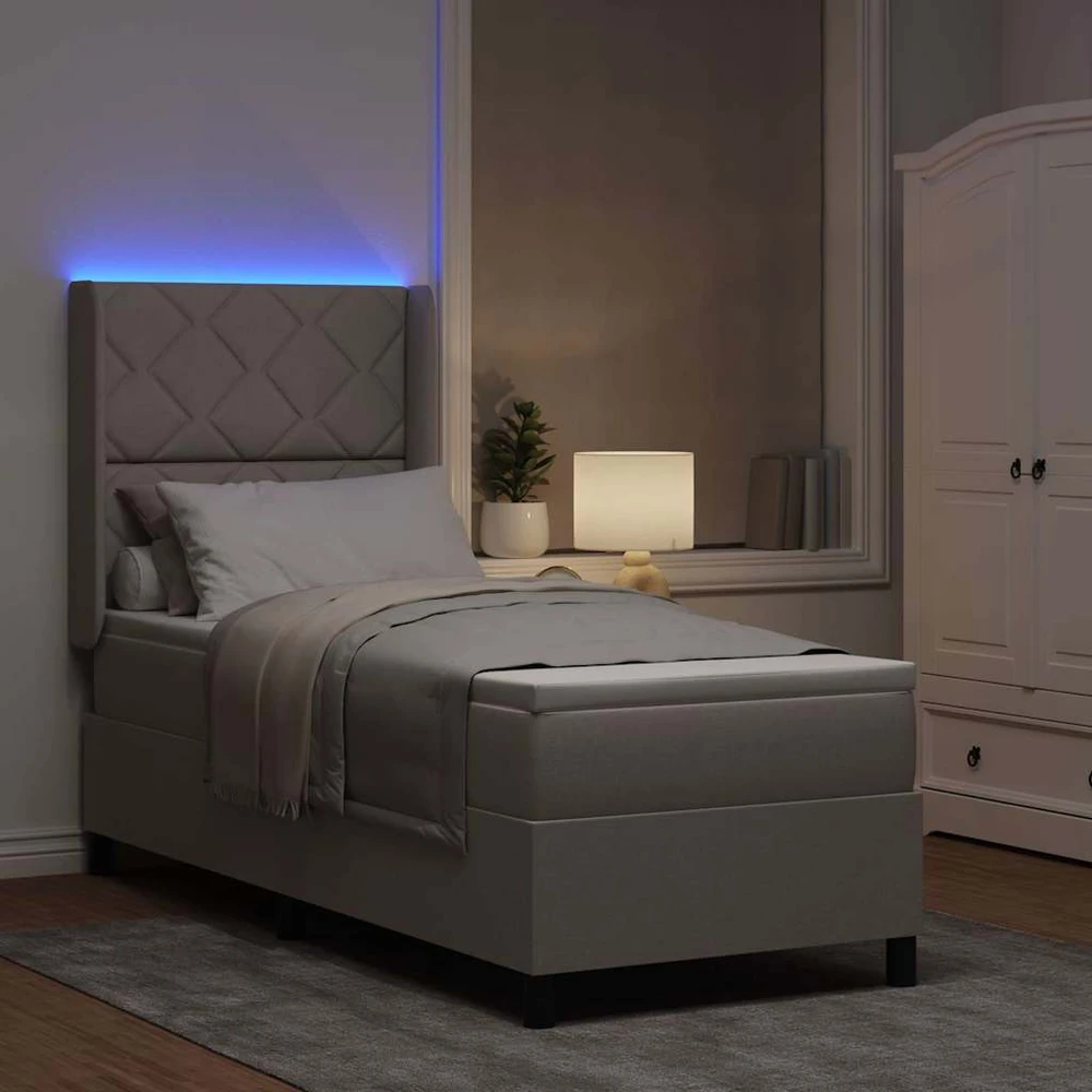 LED Čiužinio Lova su galvūgalio Tortora 80 x 200 cm audinys