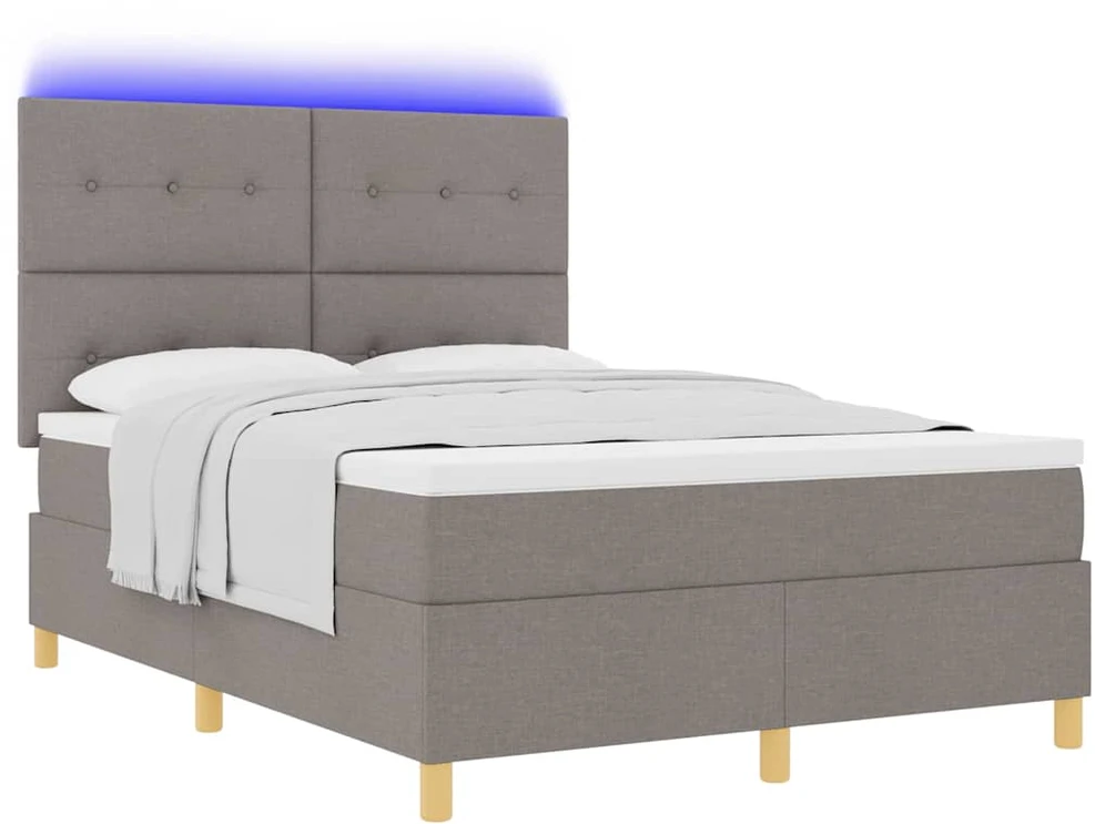 LED Čiužinio Lova su galvūgalio Tortora 140 x 190 cm audinys