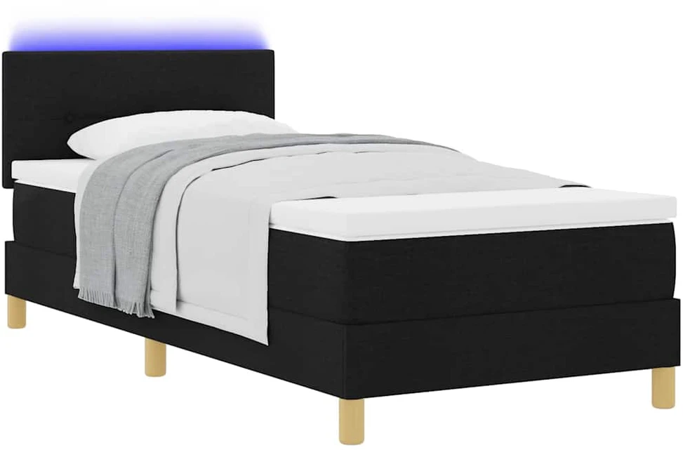 LED Čiužinio Lova su LED juostelėmis Juodas 80 x 200 cm audinys