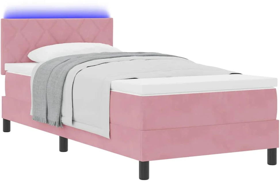 LED Čiužinio Lova su LED juostelėmis Rožinė 90 x 190 cm Aksomas