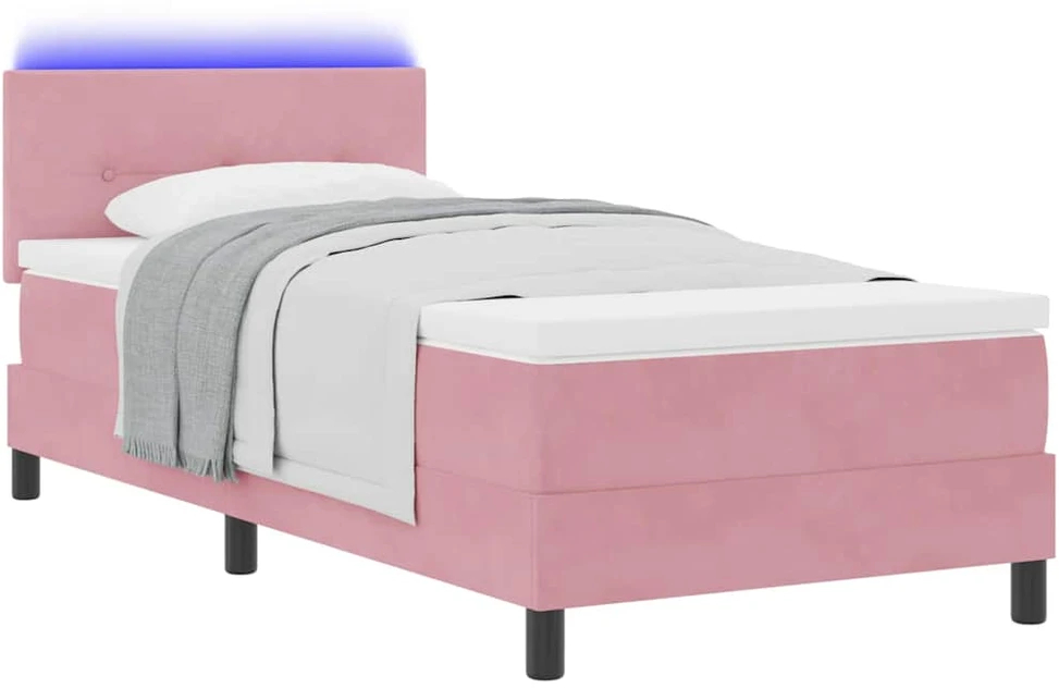 LED Čiužinio Lova su LED juostelėmis Rožinė 80 x 200 cm Aksomas